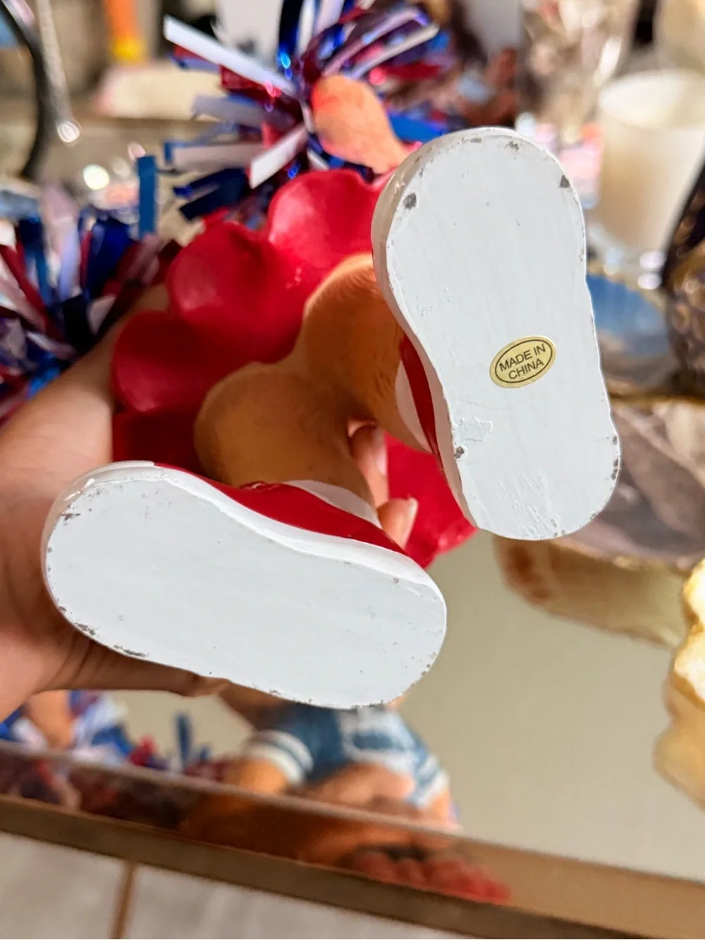 Patriotic Cheerleader Bear Figurines – Set of 2 – 12” Tall NWOT